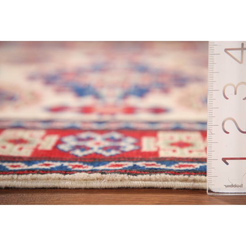 Beige Traditional Kazak Accent Rug Hand-Knotted Wool Carpet - 2'9" x 4'0"