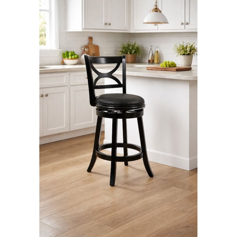 Florence Solid Hardwood Black 24-inch Plush-seat Swivel Stool - Black