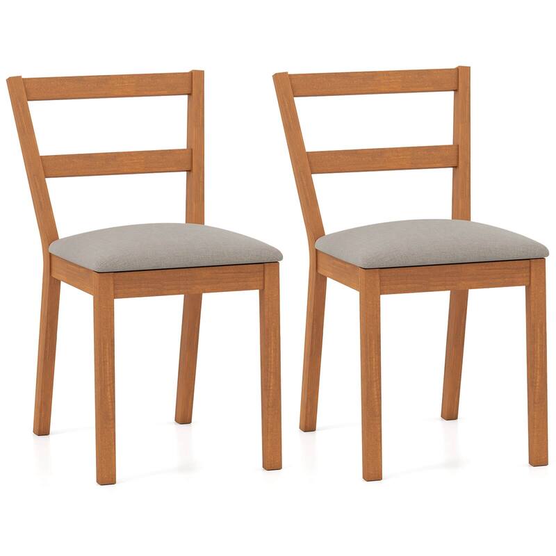Costway Wooden Dining Chair Set of 2/4 Upholstered Seat & Breathable - 2 PCS - Set of 2