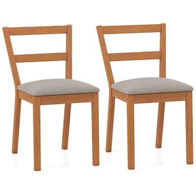 Costway Wooden Dining Chair Set of 2/4 Upholstered Seat & Breathable