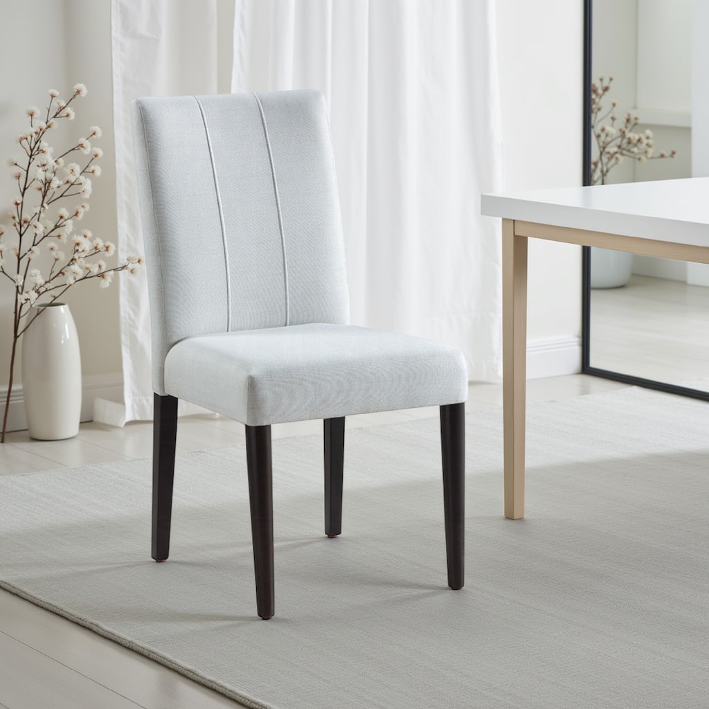 Aren Side Dining Chair Set of 2, Plush Foam Gray Fabric, Black Wood