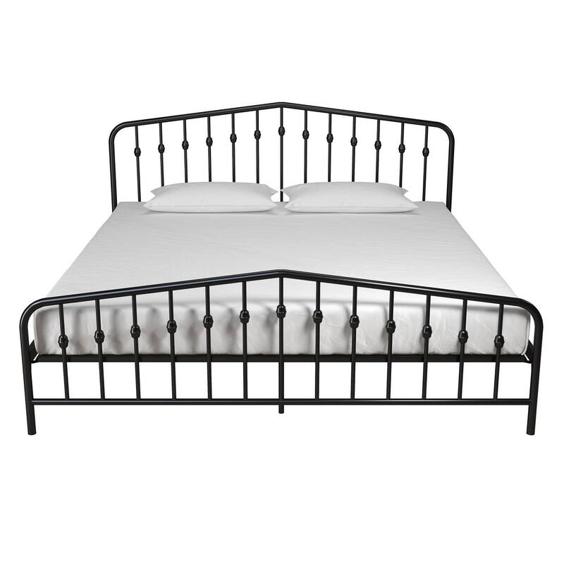Bushwick Metal Bed, Modern Design, King Size - Black