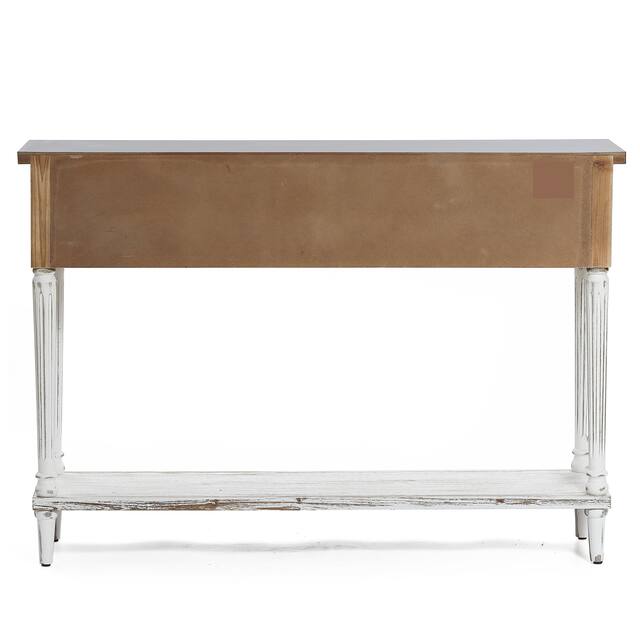 Farmhouse Distressed Wood and Metal 3-Drawer Console Table