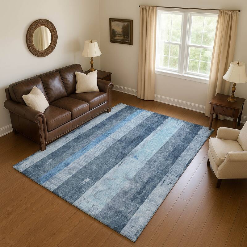 Premium Washable Super Soft Modern Stripe Mayfield Rug - Blue - 9' x 12'