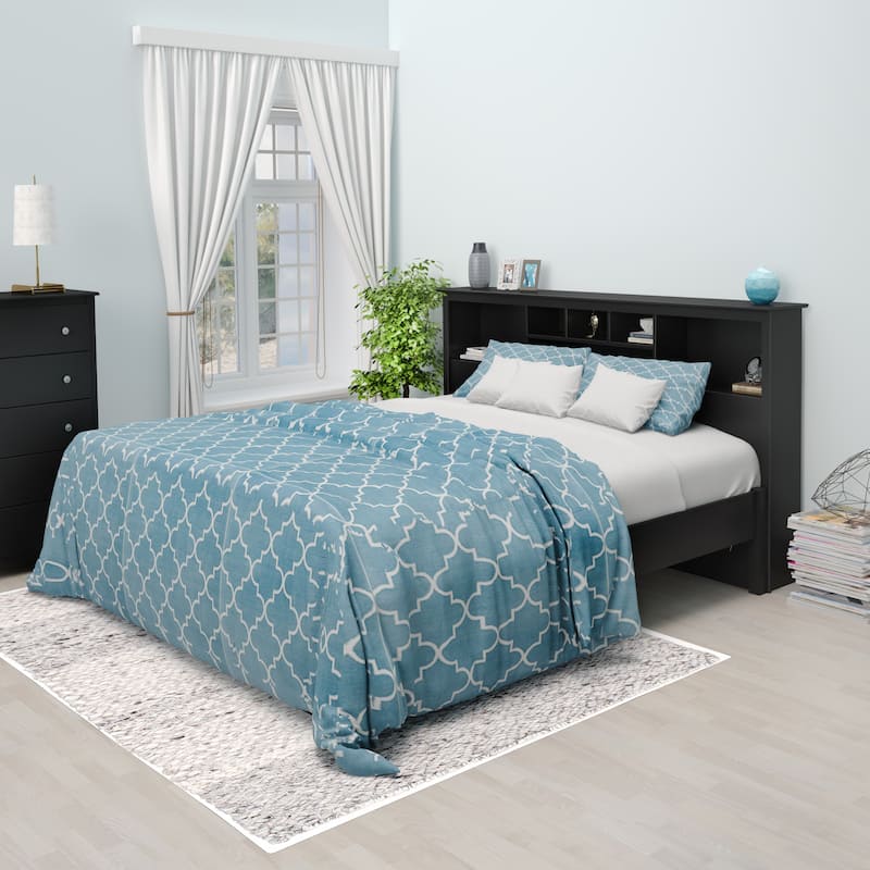 Prepac King Size Bed Headboard: Stylish Black King Headboard with Bookcase for King Size Beds, Freestanding