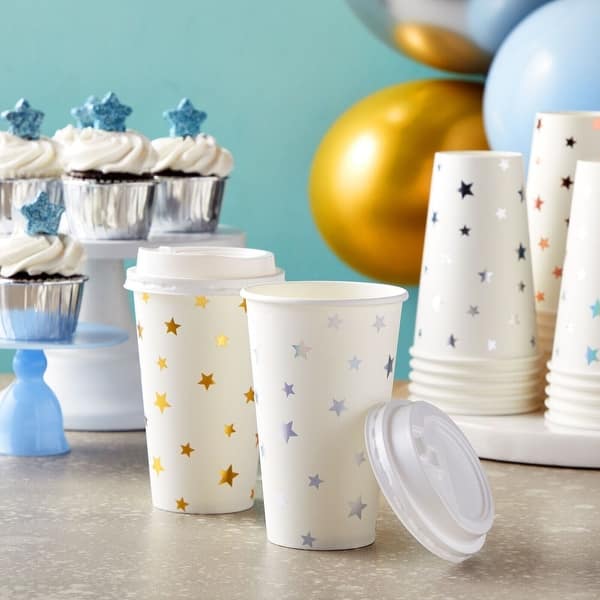 48-Pack 16 oz Disposable Hot Coffee Cups with Lids - Bed Bath & Beyond -  40198028