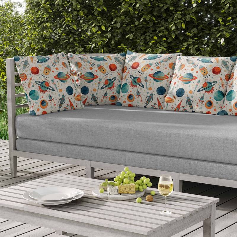 Infinite Horizons Indoor/Outdoor Reversible Throw Pillow White and Blue
