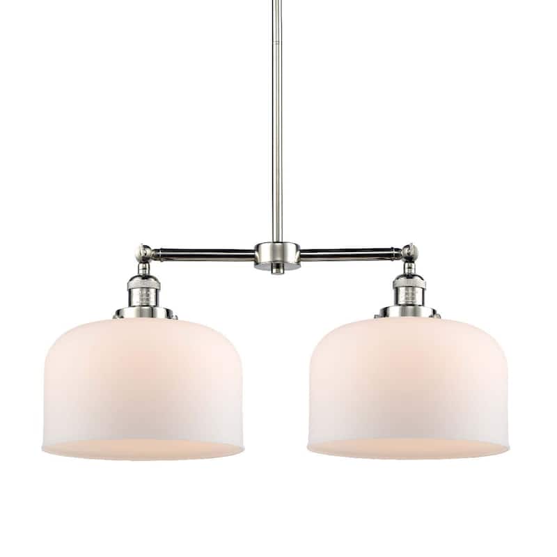 Innovations Lighting X-Large Bell 2 Light 21" Wide Linear Chandelier - Polished Nickel / Matte White Cased