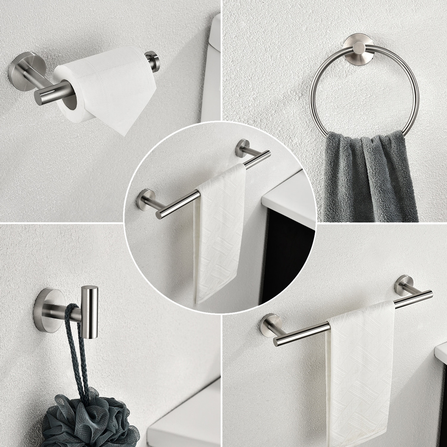 Hand Towel Holder for Bathroom, Matte Black Hand Towel Bar, SUS304  Stainless Steel Hand Towel Hanger, Wall Mounted Small Hand Towel Ring, 9  Inch Round