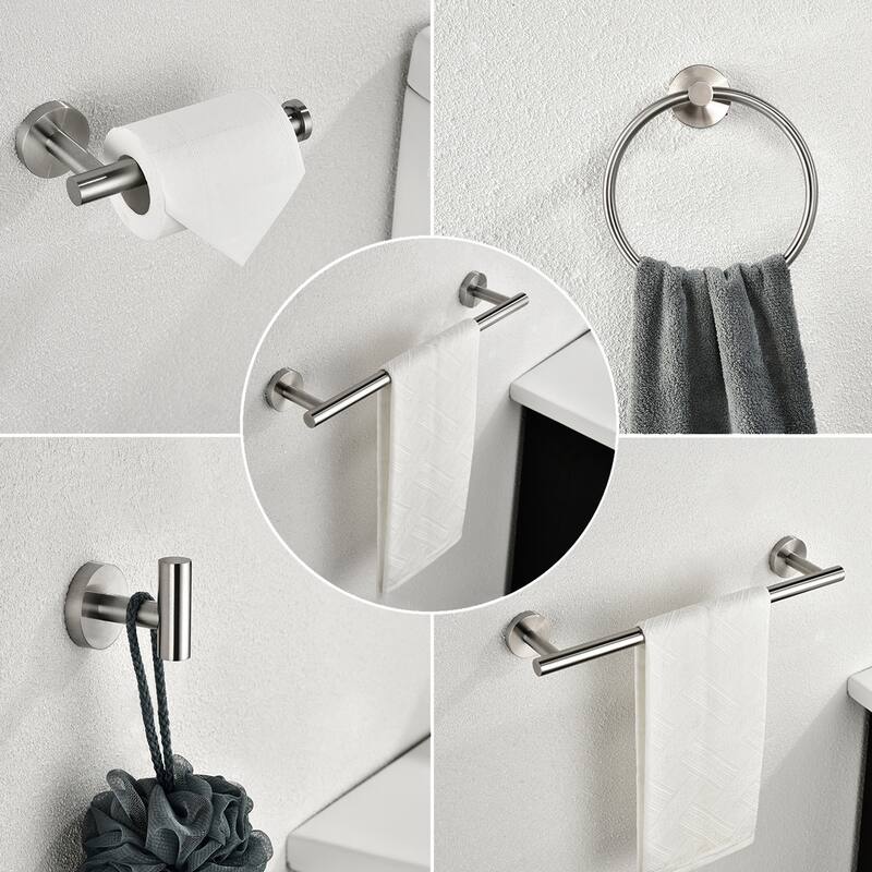 6 Piece Stainless Steel Wall Mount Bathroom Towel Rack Set