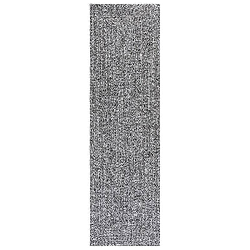 SAFAVIEH Handmade Braided Marloes Washable Indoor/Outdoor Rug - Weather Resistant & Easy Cleaning - Black/Ivory - 2'3" x 8' Runner