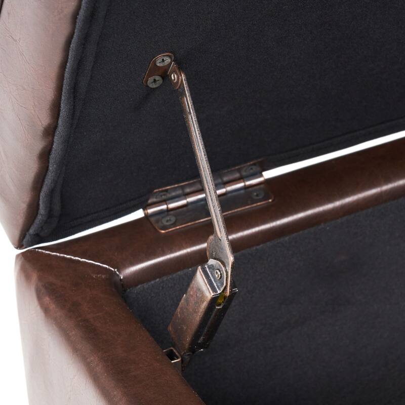 Faux Leather Storage Ottoman Bench, Rectangular Ottoman with Storage, Bedroom End of Bed Foot Stool, Entryway Ottoman Footrest