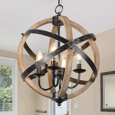 Farmhouse Chandelier Light Fixtures - Brwon
