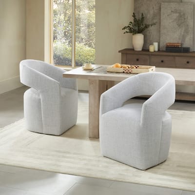 Joey Modern Barrel Dining Chair with Caster Wheels & Open Back Fully Assembled