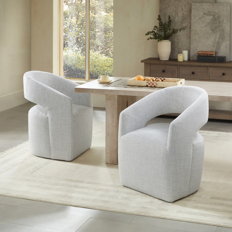 Spruce & Spring Joey Modern Barrel Dining Chair with Caster Wheels & Open Back Fully Assembled