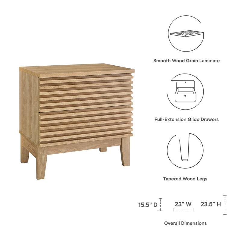Render Two-Drawer Mid-Century Modern Nightstand