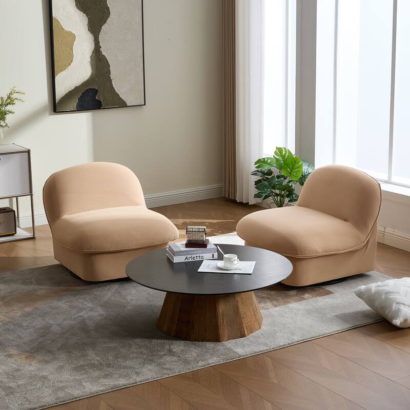 Pumpkin-Shaped Swivel Chair, 360-Degree Swivel Accent Chair for Living Room Bedroom Office