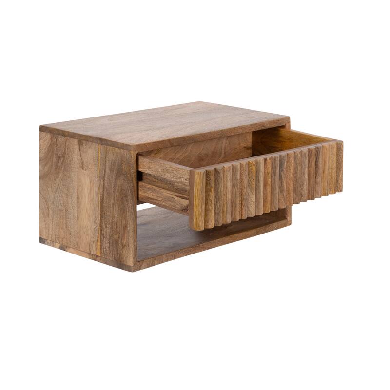 Kate and Laurel Reid Floating Wood Side Table with Open Storage