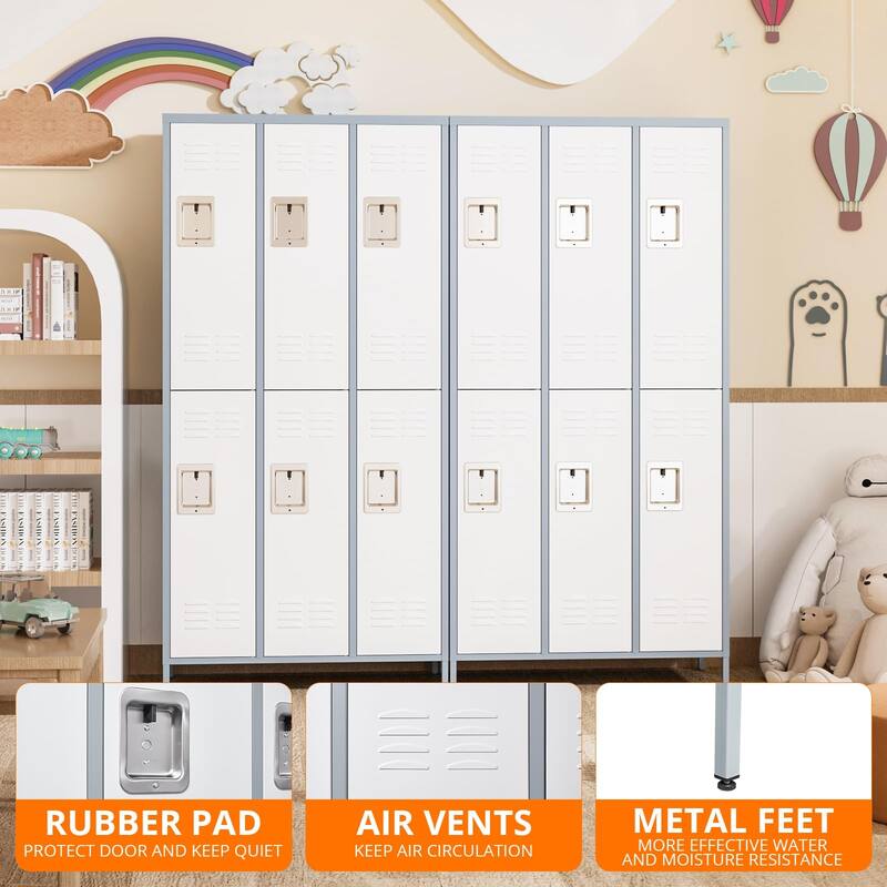 2 Tier Metal Lockers with 6 Doors for Employee School Gym