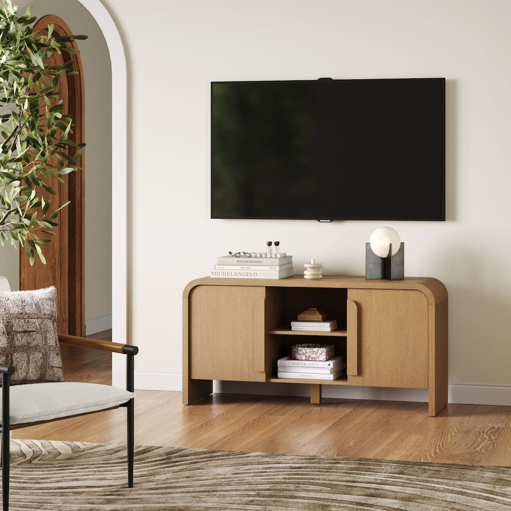 Iris Mid Century Modern Minimalist TV Stand with Storage, Media Console Cabinet for TVs Up To 50"