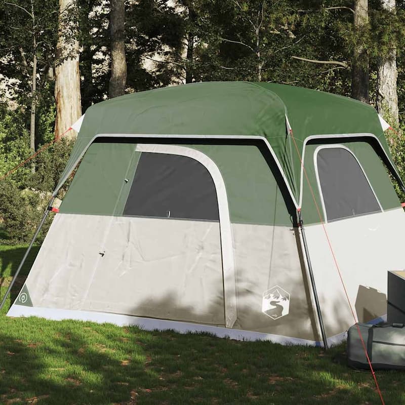 vidaXL Camping Tent Cabin 4-Person Waterproof - Green - 22.8 x 6.9 x 6.9 - 4 person