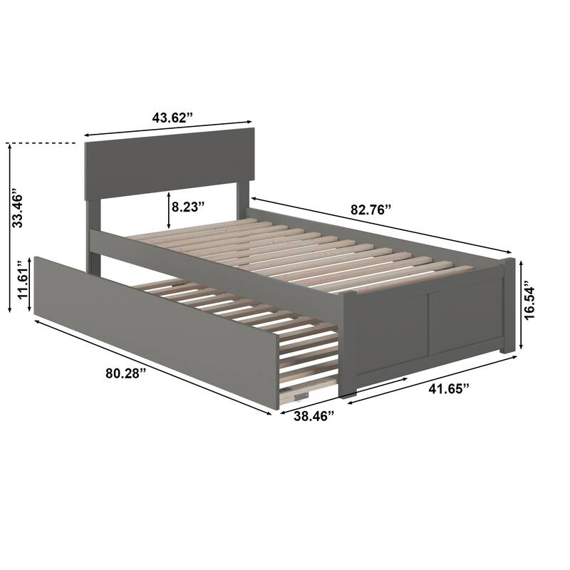 AFI Orlando Platform Bed with Footboard & Twin XL Trundle