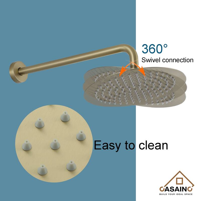 1-Spray Patterns with 1.8 GPM 10 in. Wall Mount Round Fixed Shower Head - 10 inch
