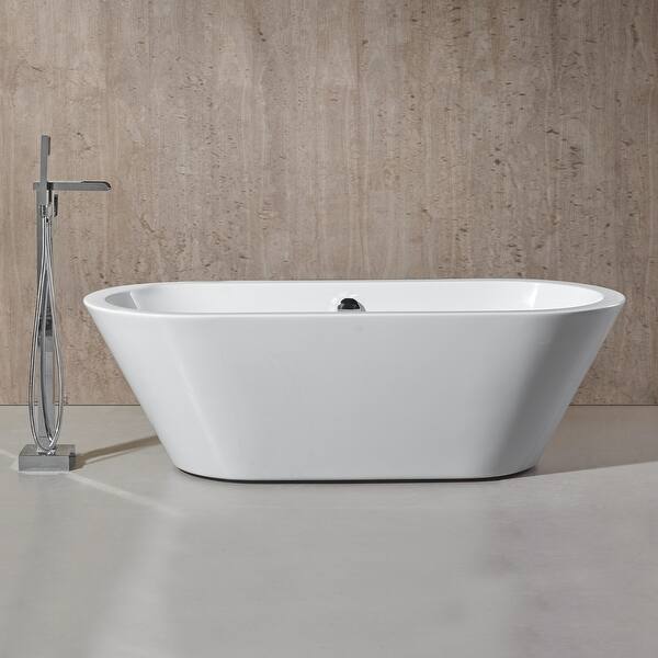 Shop Ove Decors Contemporary 63 In Freestanding Acrylic Bathtub In White On Sale Overstock 31982904