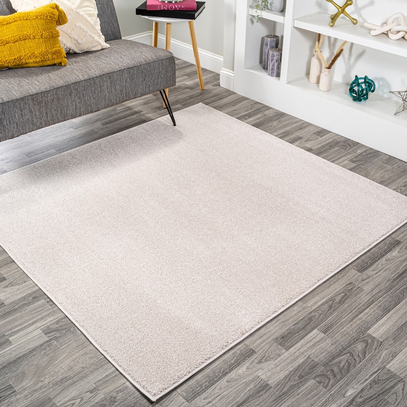 JONATHAN Y Tumbling Solid Low-Pile Area Rug - 9' Square - Ivory