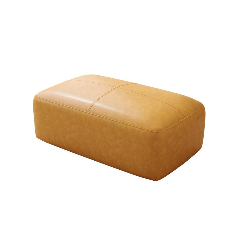 Genuine Leather Ottoman, 43" Upholstered Bench for Living Room and Bedroom