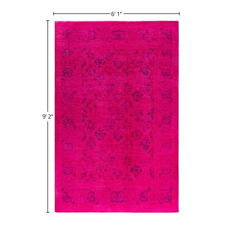 Overdyed, One-of-a-Kind Hand-Knotted Area Rug - Pink - 6' 1" x 9' 2"