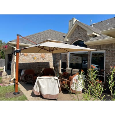 PURPLE LEAF 10 x 13ft Rectangle Wood Pattern Patio Cantilever Umbrella