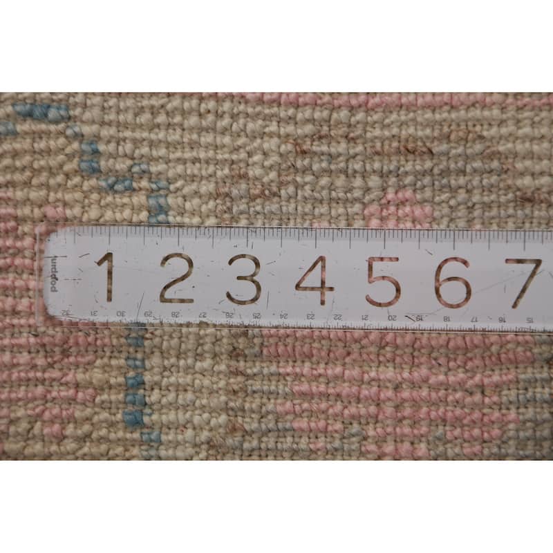 Hand Knotted Oriental 100% Wool Carpet Transitional Geometric Brown Oushak Runner Rug - 16' 1'' X 3' 5''