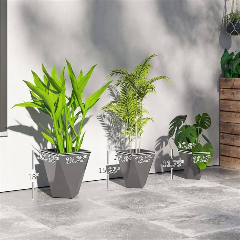 3-Piece Stackable Garden Bed Planter with Drainage Holes