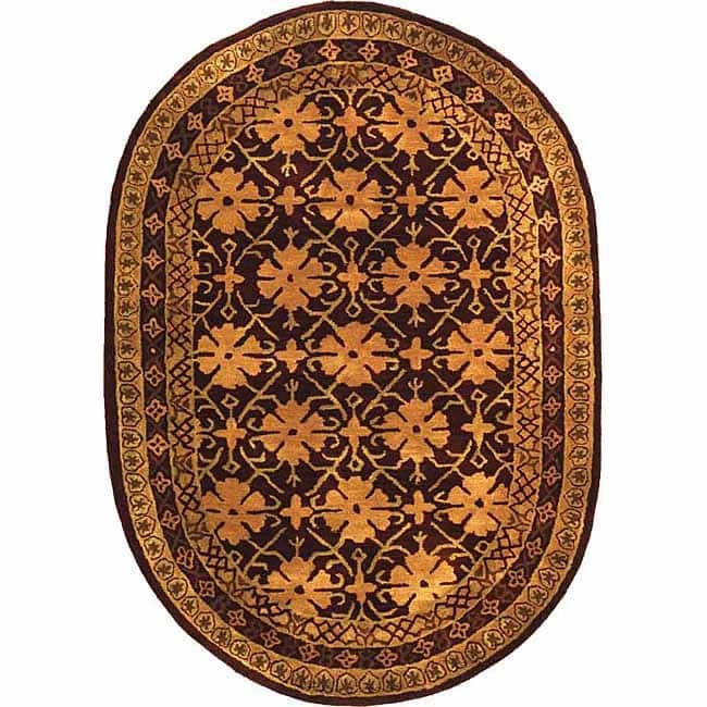 SAFAVIEH Handmade Classic Hamite Traditional Oriental Wool Rug - 7'6" x 9'6" Oval - Dark Red/Beige