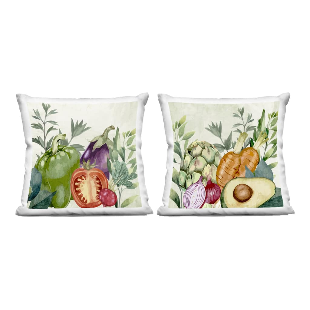 Stupell Organic Kitchen Garden Vegetables Decorative Printed Throw Pillow Design by Kim Allen (Set of 2)