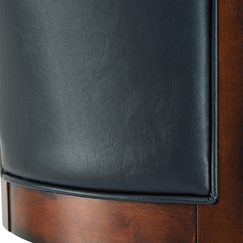 Raleigh Grey Faux Leather & Black Wood Swivel Bar/Counter Stool with Arms