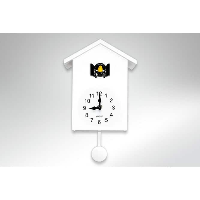 Walplus White Minimalist Cuckoo Clock Colorful Window 4 Changeable Birds