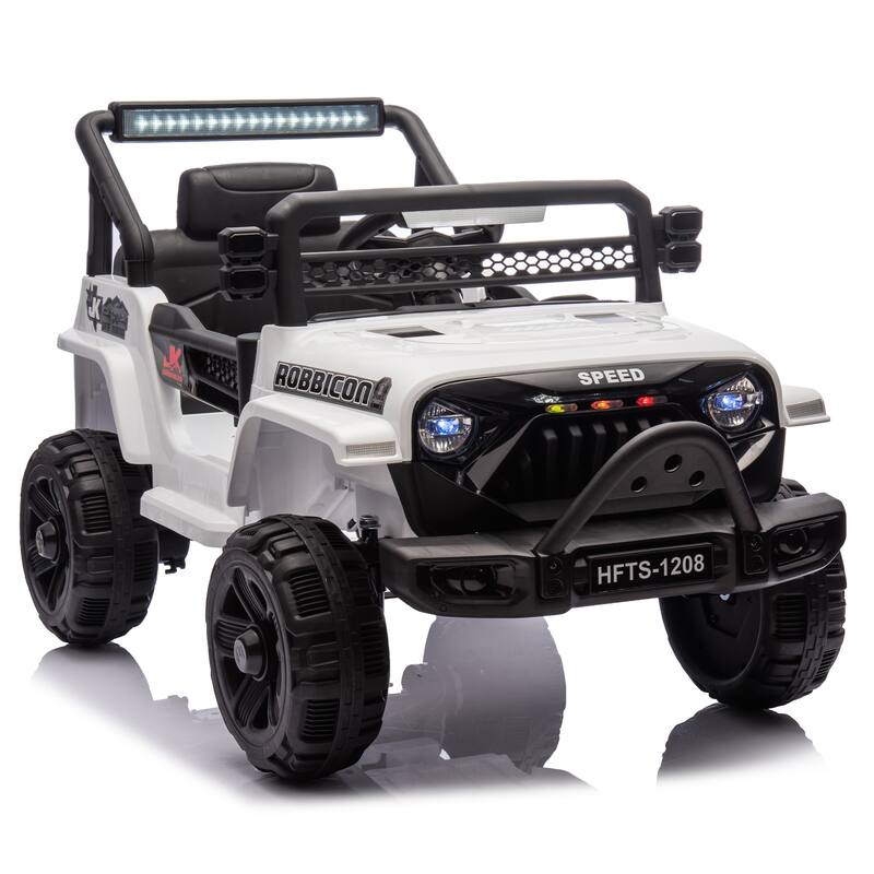 12V Kids Electric Ride-On Truck for Ages 1-4, Remote Control with Bluetooth & Microphone - White