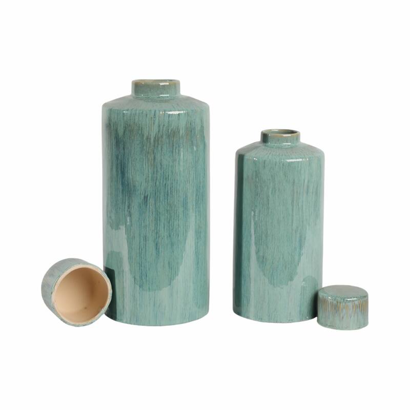 Sagebrook Home Corvallis Ceramic Canisters, Cylinder (Set Of 2)