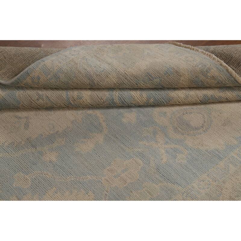Vegetable Dye Blue Oushak Turkish Rug Handmade Bedroom Wool Carpet - 5'0"x 7'0"