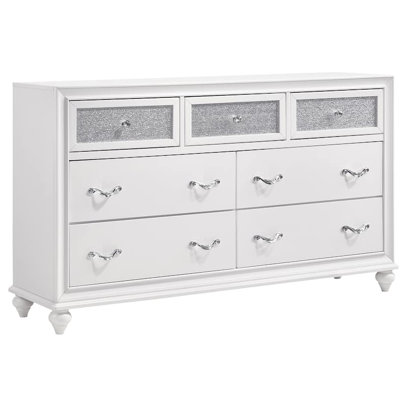 Barzini Upholstered Bedroom Set White with Wingback Headboard