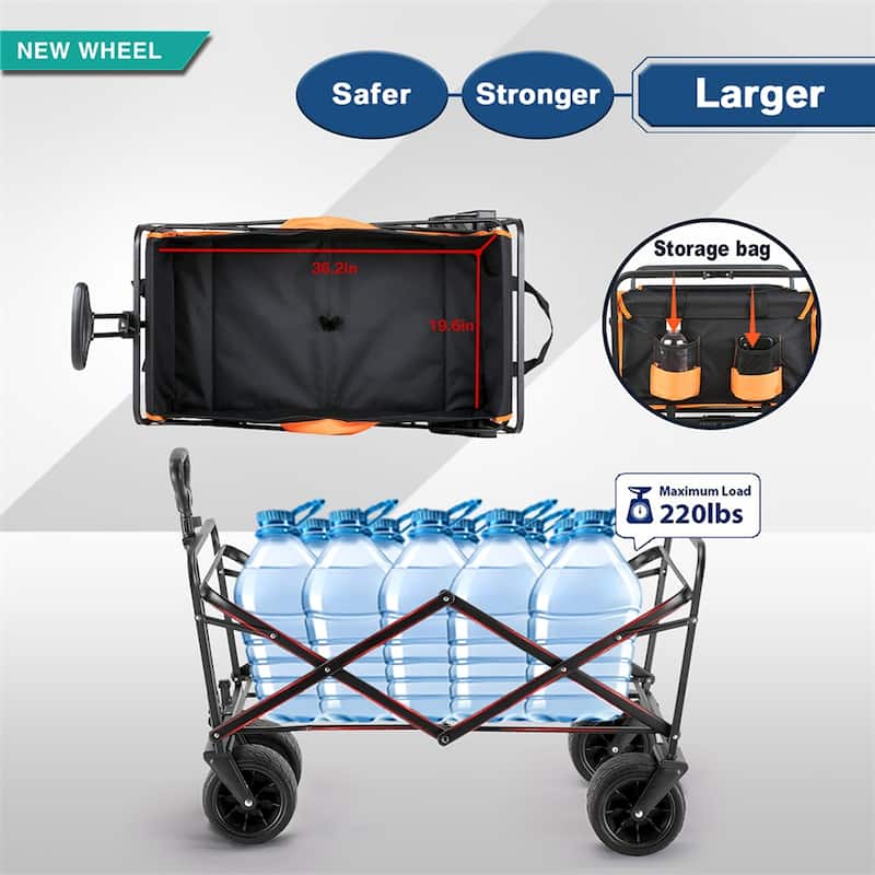 Folding Campers Big Large Capacity Folding Cart Wagon Cart - Orange