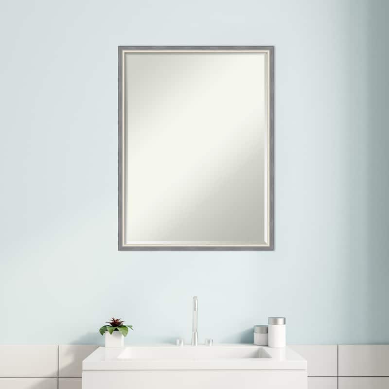 Theo Narrow Half-Inch-Bevel Wood Framed Bathroom Vanity Wall Mirror - Glass Size 18x24