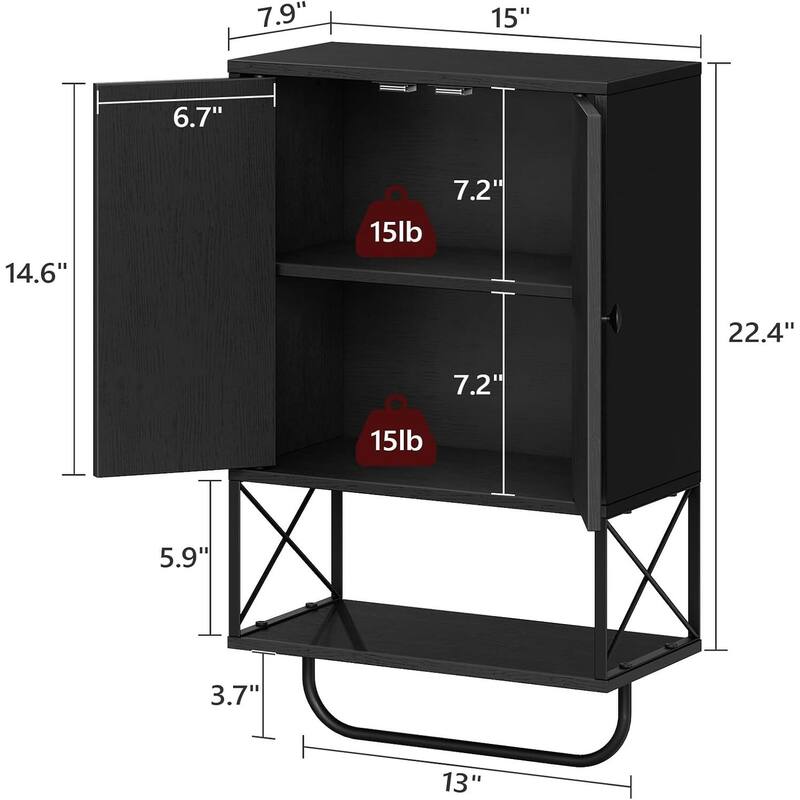 3-Tier Wall Mounted Storage Cabinet Over The Toilet for Bathroom Laundry Room