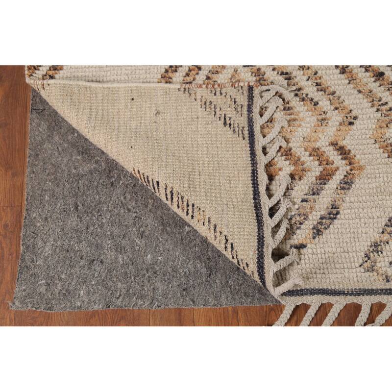 Modern Geometric Moroccan Oriental Area Rug Hand-Knotted Wool Carpet - 8'1"x 10'8"