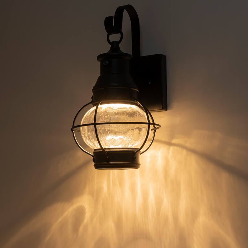 LED Outdoor Matte Black Exterior Lantern Wall Sconce Light