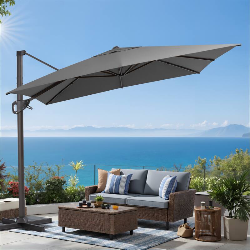 VredHom Patio Outdoor 9 FT x 11 FT Cantilever-Offset Umbrella with No Base