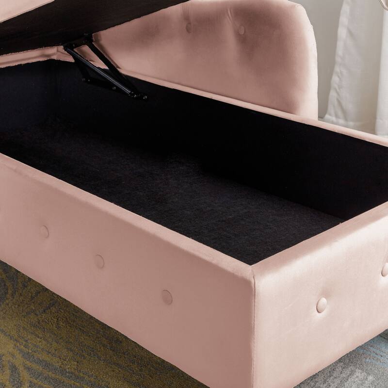 Pink 58.26" Velvet Button Tufted Chaise Lounge Chair