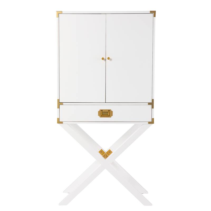 SEI Furniture Canna Transitional White Wood Bar Cabinet